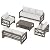 UDPATIO 5 Piece Aluminum Patio Furniture Set Faux Wood Grain Modern Outdoor Furniture Patio Conversation Set with 6" Olefin Fabric Cushions and Coffee Table, 600D Waterproof Cover Included, Light Grey