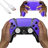 KJETCA Wireless for PS5 Controller,Compatitle with Playstation 5,PS4,PC, Anti Drift ALPS Sticks, Back Paddles,Turbo, Gyro Aim, Type-C Quick Charge, 3.5mm Audio Jack,Purple