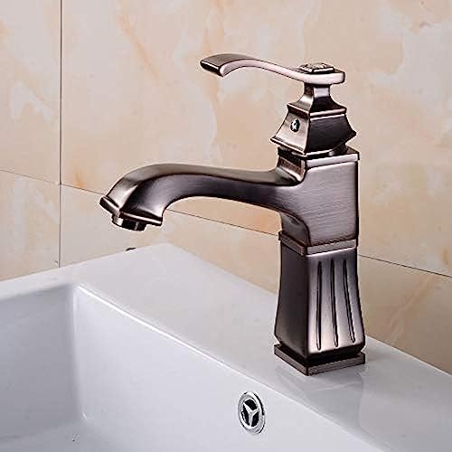 Grifo del fregadero de baño negro monomando y cuadrado para lavabo de encimera