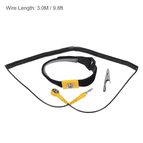 Image of MECCANIXITY 2 Pack ESD Anti Static Wrist Strap 13 inch Circumference Adjustable Antistatic Bracelet Set Wire Alligator Clip for Computer Electronics Repair