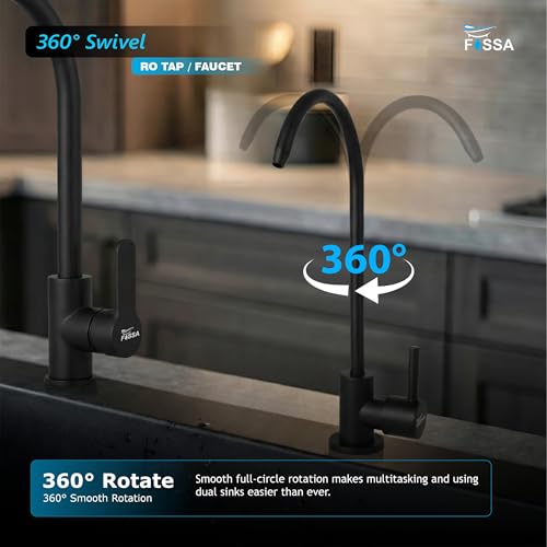 Image of Fossa 360 Rotatable RO Tap for Kitchen Sink | 100% Lead-Free 304 Stainless Steel Drinking Water Faucet | Brushed Nickel | Smooth Rotation Filter Tap for Healthy Drinking Water Black (Matte Finish)