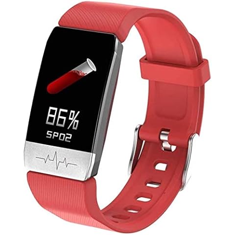 HXCYE Body Temperature Reference Meter, GPS Bluetooth Smart Activity Tracker Wristband Watch Fitness Bracelet Temperature Measurement Blood Pressure IP67 Waterproof (red) Cover