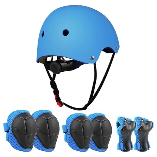 Jim's Store Bambini Set di protettivi Sportivi, 7PCS Ginocchiere Gomiti Polso Casco Set Protettivo per All'aperto Pattinaggio a Rotelle Pattini in Linea Andare con Lo Skateboard Ciclismo (Blu)