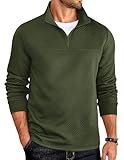 COOFANDY Mens Polo Quarter Zip Sweatshirts Golf Pullover for Men Casual Long Sleeve Polo Shirts Fall Fashion Army Green