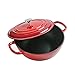 Braiser patelnia z pokrywką Lodge Dutch Oven żeliwo pieczone sól Claypot-tost (kolor : czerwony, rozmiar: 3,88 l)
