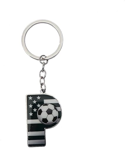 Bag Charms Initial A-Z Letter Keychain Bag Charm Soccer Keychain for Handbags Sports Bag