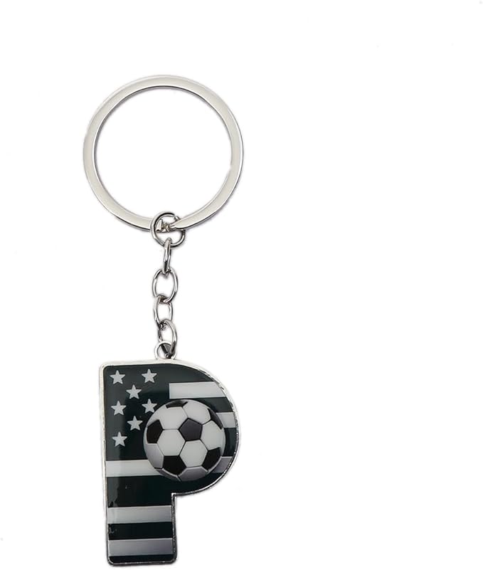 Bag Charms Initial A-Z Letter Keychain Bag Charm Soccer Keychain for Handbags Sports Bag