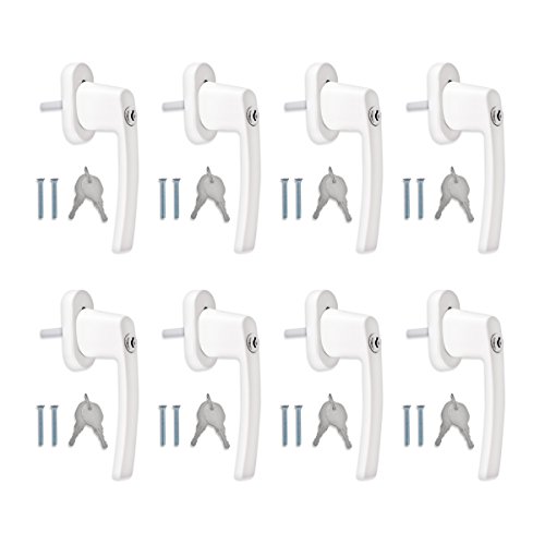 kwmobile 8X Aluminium Fenstergriff abschließbar - Kindersicherung Fenstersicherung mit Schloss in Stiftlänge 35mm - Fensterschloss in weiß RAL 9016