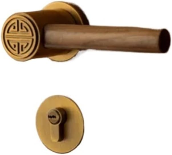 Retro Bedroom Silent Split Door Lock Handle(Gold-Magnetic Lock)