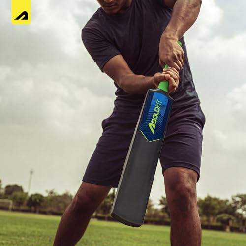 Image of Boldfit MasterStroke Plastic Cricket Bat Full Size Durable Bats for Tennis & Wind Ball Lightweight Adult & Teen Tournament Match Bat, Blue, Size 8