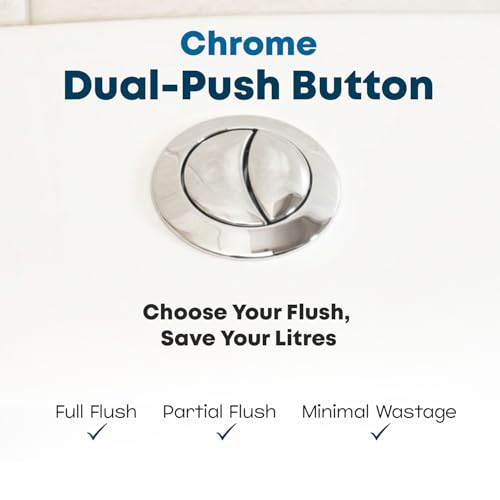 Image of Prayag Duo Flush 10 Litre PTMT Toilet Cistern for Indian & Western WC Wall Mounted Flush Tank with Dual Push Button Water Saving Leak Proof Bathroom Flush System with Complete Fittings (White)