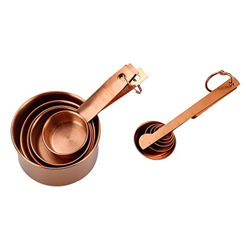 Stainless Steel Measuring Cups And Spoons Set Copper - Rose Gold Measuring Spoons Set And Rose Gold Measuring Cups Dishwasher Safe - Metal Cooking Measuring Cup And Spoon Set Liquid Cup Measuring Set #TOP5