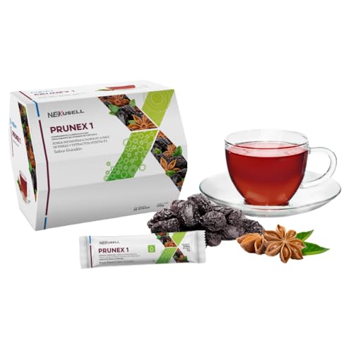 Prunex 1 Tea – Té Detox en Polvo para Limpieza y Desintoxicación del Colon | Tránsito Intestinal Saludable | 1 Caja con 28 Sobres | Bebida Instantánea Natural (28 SOBRES, 140, gramo)