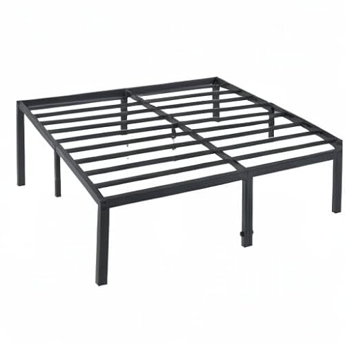 Miniatura 7 de Oleesleep 45cm Marco De Cama De Acero Robusto Lama De Acero Soporte Antideslizante Base De Colchón Cama De Metal Somier Cama 140 X 200cm Negro Metal