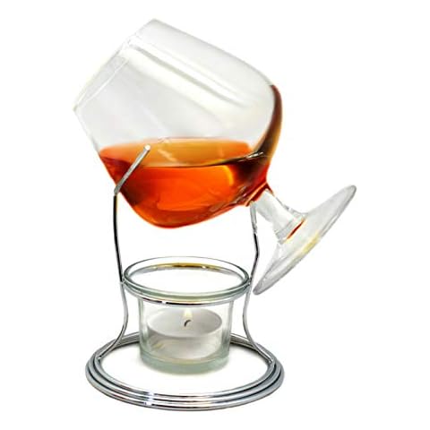 The Real Wood Wine Racks Brandy and Cognac Warmer Glass with Tealight and Holder, Gift Set Cover