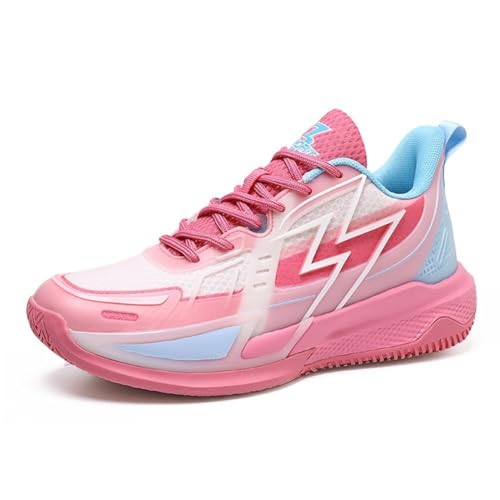 Zapatillas de baloncesto antideslizantes con amortiguación para adolescentes en color rosa