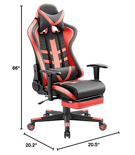Homall Gaming Chair Ergonomic High-Back Racing Chair Pu Leather Bucket Seat,Computer Swivel Office Chair Headrest And Lumbar Support Executive Desk Chair With Footrest (Red/Black) #TOP2