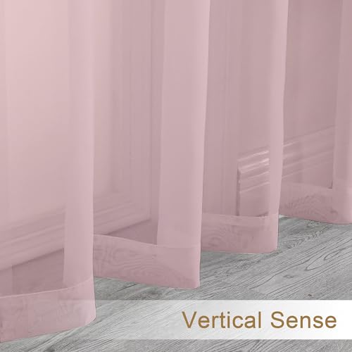 Image of Chyhomenyc Sheer Curtains 72 Inch Length 2 Panels, Light Filtering Top Dual Rod Pocket Voile Window Curtain Drapes for French Door, Bedroom Living and Children Room, Each 42W x 72L, 2PCS, Blush Pink