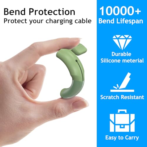 Image of Sounce Cable End Protector Compatible Only with iPhone Lightning Charger Cable Dustproof Waterproof Reinforced Protective Cover Cap for Charging Cord(Green)