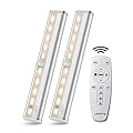 LDOPTO Under Cabinet Lights Wireless Battery Operated Lights with Remote Control LED Closet Lights Counter Wall Lights Without Wiring with Remote for Kitchen Shelf Hallway, Multiple Colors 2 Pack