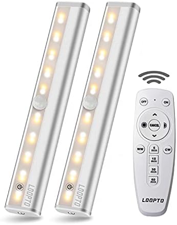 LDOPTO Under Cabinet Lights Wireless Battery Operated Lights with Remote Control LED Closet Lights Counter Wall Lights Without Wiring with Remote for Kitchen Shelf Hallway, Multiple Colors 2 Pack