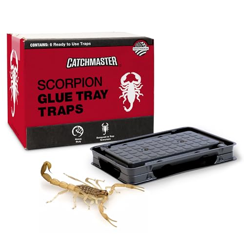 Catchmaster Scorpion Glue Tray Traps 6-Pack Adhesive Scorpion Killer for Home Simple Insect Traps Indoor Sticky Bug Catcher for Kitchen Garage & Basement Pest Control Glue Trap