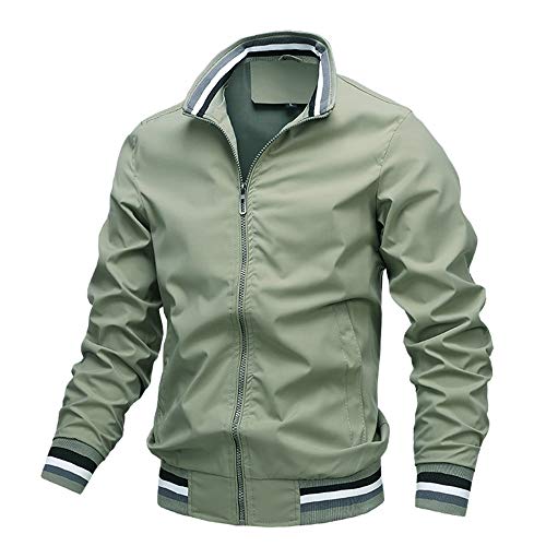 sandbank Men's Lightweight Softshell Coat Zipper Long Sleeve Sportswear Coat Stand Collar Windbreaker Flight Bomber Jacket