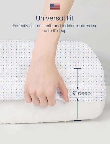 Image of TotAha Premium Stretchy Crib Sheets (2-Pack)-Hypoallergenic, Silky Comfort, Buttery Soft, Calming Effect, All-Season Jersey-Knit Sheets, 9'' Extra Deep Pocket, Moon & Grey Sky