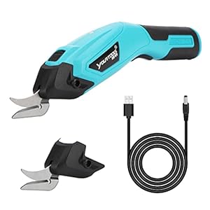 Elektrische schaar, 4,0 V, draadloos, universele schaar, naaistof, met veiligheidsslot, 2 scherpe messen, snijden, karton, leer, tapijt van kunststof, plant