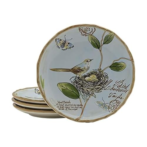 Fitz and Floyd Toulouse Accent Salad Plates, Set of 4, 9-Inch, Blue