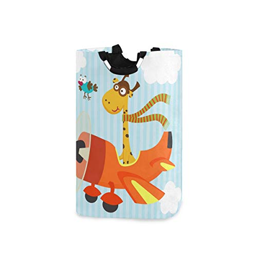 Mnsruu Panier à Linge Pliable avec poignée pour Girafe et Oiseau sur Avion