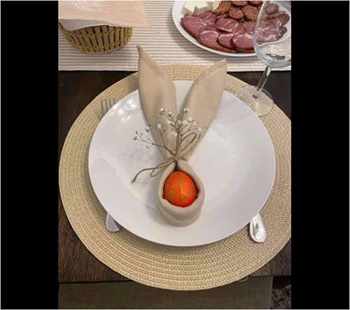 Ploymono Beige Heavy Duty Cloth Napkins - 17 X 17 Inch Solid Washable Polyester Dinner Napkins - Set Of 8 Napkins With Hemmed Edges - Great For Weddings, Parties, Banquets Dinner & More #TOP1