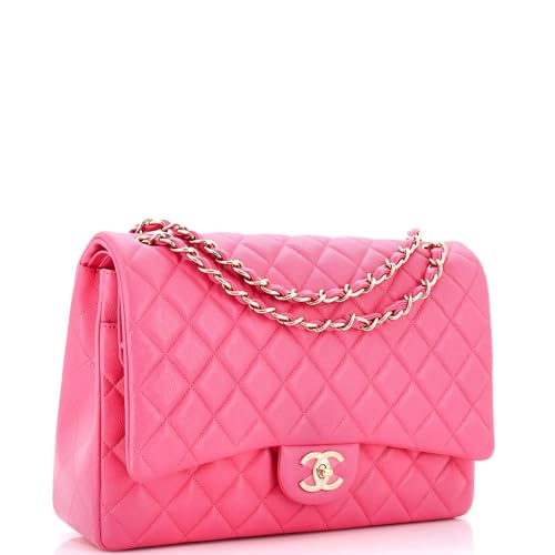 Pre-Loved Classic Double Flap Bag Quilted Caviar Jumbo, Pink3