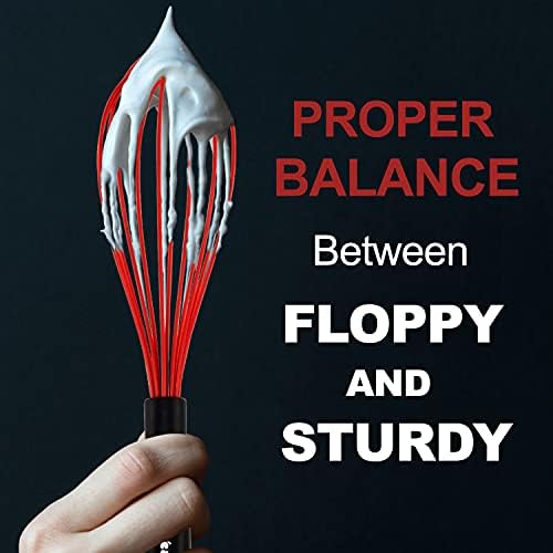ANAEAT Silicone Balloon Whisk, Perfect for Non-Stick Cookware, Milk and Egg Beater Blender, Heat Resistant Kitchen Whisks for Whisking, Cooking, Baking, Beating, Frothing & Stirring (Red)