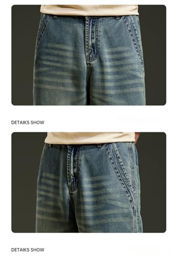 Men's Summer Vintage Thin Jeans for Lyocell Straight Loose Korean Pants Denim Trousers2