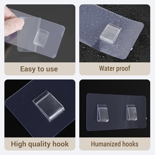 Nogeqi 10 Stück Transparent Klebehaken Badezimmer, Duschhalterung Badregal Ohne Bohren, Kleberegal Bad Regal Ohne Bohren Wasserdichte Regal Zum Kleben Für Küche Dusche (13,7 x 5,7 Cm)