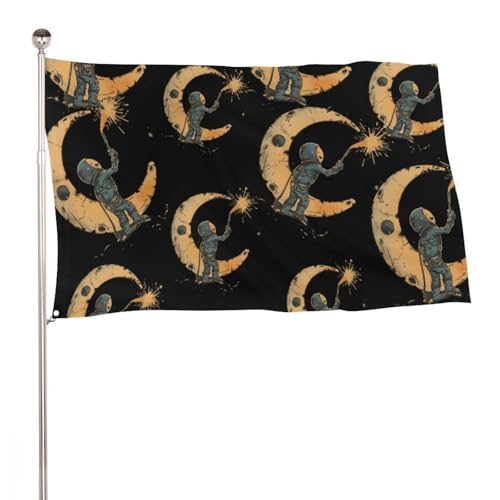 Moon Maintenance Welder Seasonal Garden Flags Pole Sleeve Yard Decorations