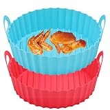 2-Pack Silicone Air Fryer Liners Pot, Air fryers Liner Reusable Baking Tray Basket Oven Accessories,