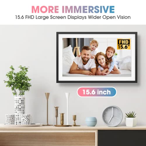 Wifi 15.6'' Digital Picture Frame With 1920X1080 Resolution, Fhd Ips Touchscreen Digital Photo Frame Share Photos And Videos Remotely Via App - Gift Guide For Father's Day #TOP1