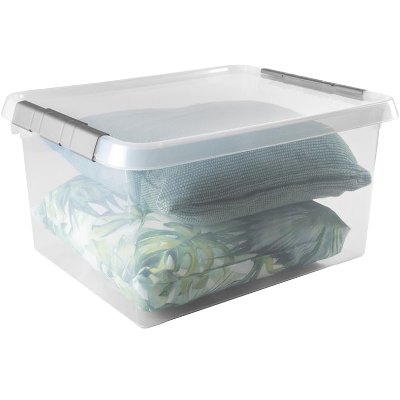 Sunware Comfort Line - Caja de almacenamiento (52 L, 50 x 40 x 38 cm, 4 unidades), caja de almacenamiento de plástico con tapa, adecuada para ropa, juguetes, material de bricolaje y