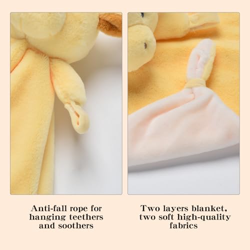 Image of Baby Security Blanket, Soft Loveys for Babies, Lovey for Newborn Boys and Girls, Deer Stuffed Animal, Baby Snuggle Toy with Teether & Textured Ribbons