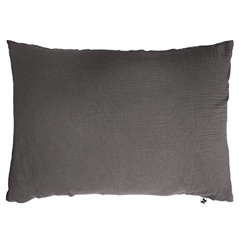Taie d'oreiller Double Gaze de Coton 50 x 70 cm Granit (Dark Grey) Anthracite Cover