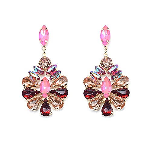 Boucles d'oreilles en diamant pleine fleur, strass de verre et alliage de luxe