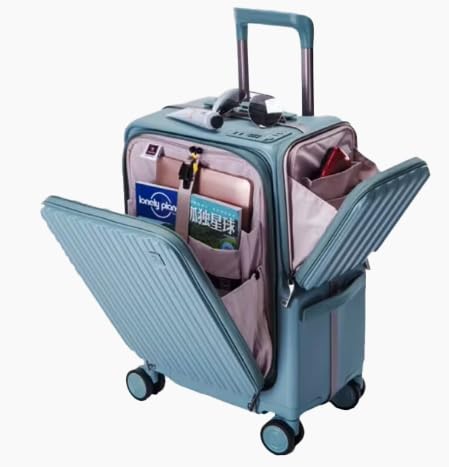 Crown Front Open Lid Aluminum Frame Zipper Luggage Trolley Case 20 (FK663) (S.Blue)