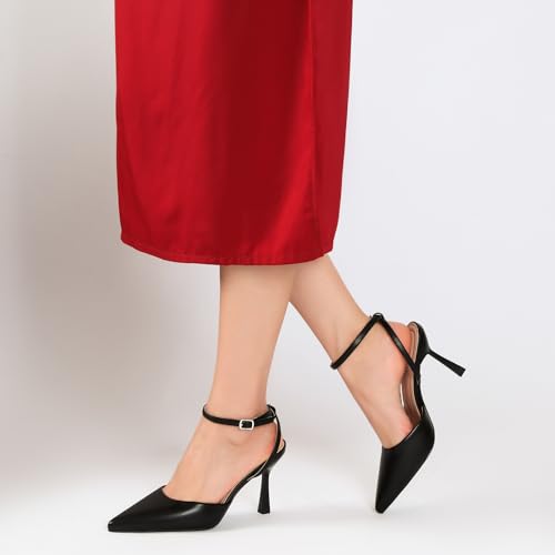 Image of Susanny Heels for Women Stiletto Closed Pointed Toe Backless Dress Shoes High Heels Sexy Kitten Pumps Wedding Guest Party Dance Prom Dressy Comfort Shoes