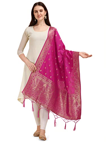 Image of DEVANGI Women's Woven Banarasi Silk Dupatta /Chunni For Women, Floral Print 1 Meter Wide and 2.3 Meter Length Printed Designer Dupatta /Chunni For Girls