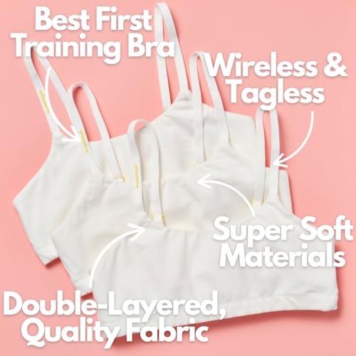 Yellowberry 3Pk Pipit Training Bra for Girls, Tweens & Teens First Bra with Convertible Adjustable Straps, Wireless & Tagless2