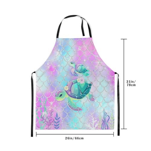 Homewish Whale Apron Kawaii Whale Chef Apron Ombre Watercolor Sequins Fish Scales Kitchen Apron - Image 3