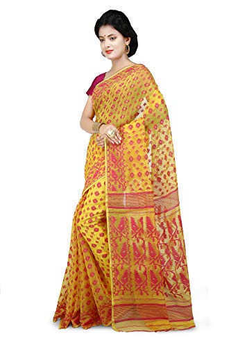Image of WoodenTant Women's Cotton Silk Saree Without Blouse Piece