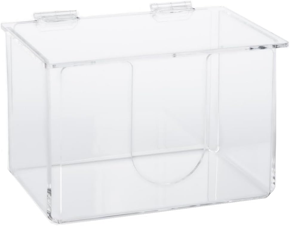 Clear Acrilyc Dental Bib Dispenser with Lid Stand and Wall Mount Holder Long Side Loading Dental Bib Holder